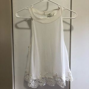 A&F white crop blouse